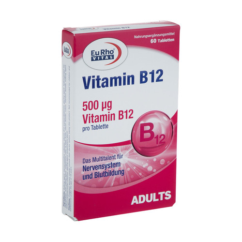 قرص ویتامین B12 یوروویتال ۵۰۰ میکروگرم بسته ۶۰ عددی
